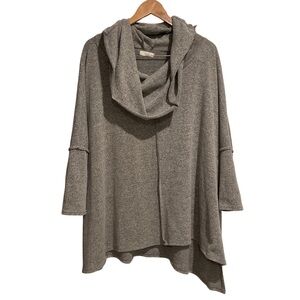 Easel Cowl Neck Sweater Heather Gray Oversized